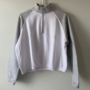 Garage Grey and White Cropped Long Sleeve